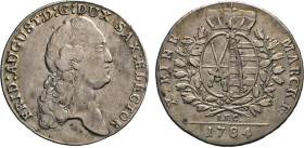 DEUTSCHE MÜNZEN VOR 1871
SACHSEN
Konventionstaler 1784 IEC, Dresden. Büste n.r. Rs. Wappen unter Kurhut. Kahnt 1081. Schnee 1079. Dav. 2695. 27,73 g...