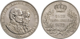 DEUTSCHE MÜNZEN VOR 1871
SACHSEN
Vereins-Doppeltaler 1872. Goldene Hochzeit. Thun 352. Dav. 899. AKS 160. J. 133. 
vz