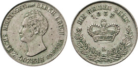 DEUTSCHE MÜNZEN VOR 1871
SACHSEN
-MEININGEN. Bernhard II. Erich Freund, 1803–1866. Gulden 1833 L, Saalfeld. AKS 186a. J. 425.
vz