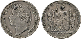 DEUTSCHE MÜNZEN VOR 1871
WÜRTTEMBERG
Wilhelm I., 1816–1864. Gulden 1841. 25-jähriges Regierungsjubiläum. J. 74. AKS 123. 
ss/fss