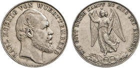 DEUTSCHE MÜNZEN VOR 1871
WÜRTTEMBERG
Karl, 1864–1891. Vereins-Siegestaler 1871. Thun 443. Dav. 962. AKS 132. J. 86. 
ss
