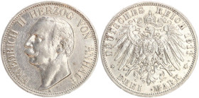 DEUTSCHE MÜNZEN NACH 1871
SILBERMÜNZEN des DEUTSCHEN KAISERREICHS
ANHALT, Herzogtum
3 Mark 1911 A. J. 23. 
ss