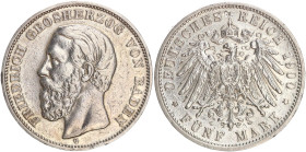 DEUTSCHE MÜNZEN NACH 1871
SILBERMÜNZEN des DEUTSCHEN KAISERREICHS
BADEN, Großherzogtum
5 Mark 1900 G. J. 29. 
ss