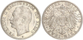 DEUTSCHE MÜNZEN NACH 1871
SILBERMÜNZEN des DEUTSCHEN KAISERREICHS
BADEN, Großherzogtum
Friedrich II., 1907–1918. 2 Mark 1913 G. J. 38. Vs. Kratzer ...