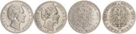 DEUTSCHE MÜNZEN NACH 1871
SILBERMÜNZEN des DEUTSCHEN KAISERREICHS
BAYERN, Königreich
Ludwig II., 1864–1886. 2 Mark 1876 und 1877 D. J. 41. 2 Stück ...