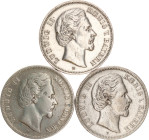 DEUTSCHE MÜNZEN NACH 1871
SILBERMÜNZEN des DEUTSCHEN KAISERREICHS
BAYERN, Königreich
5 Mark 1874, 1875, 1876 D. J. 42. 3 Stück 
ss u. ss+
