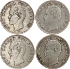DEUTSCHE MÜNZEN NACH 1871
SILBERMÜNZEN des DEUTSCHEN KAISERREICHS
BAYERN, Königreich
2 Mark 1903, 1904, 1905, 1906 D. J. 45. 4 Stück 
ss