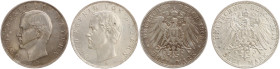 DEUTSCHE MÜNZEN NACH 1871
SILBERMÜNZEN des DEUTSCHEN KAISERREICHS
BAYERN, Königreich
3 Mark 1908, 1909, 1910, 1911, 1912, 1913. J. 47. 6 Stück 
ss...