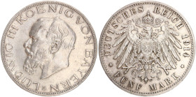 DEUTSCHE MÜNZEN NACH 1871
SILBERMÜNZEN des DEUTSCHEN KAISERREICHS
BAYERN, Königreich
5 Mark 1914 D. J. 53. 
fvz