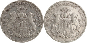 DEUTSCHE MÜNZEN NACH 1871
SILBERMÜNZEN des DEUTSCHEN KAISERREICHS
HAMBURG, Freie und Hansestadt
5 Mark 1891, 1893, 1894, 1895, 1898, 1899 J. J. 65....