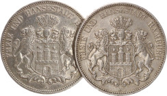 DEUTSCHE MÜNZEN NACH 1871
SILBERMÜNZEN des DEUTSCHEN KAISERREICHS
HAMBURG, Freie und Hansestadt
5 Mark 1901, 1902, 1908 J. J. 65. 3 Stück 
ss