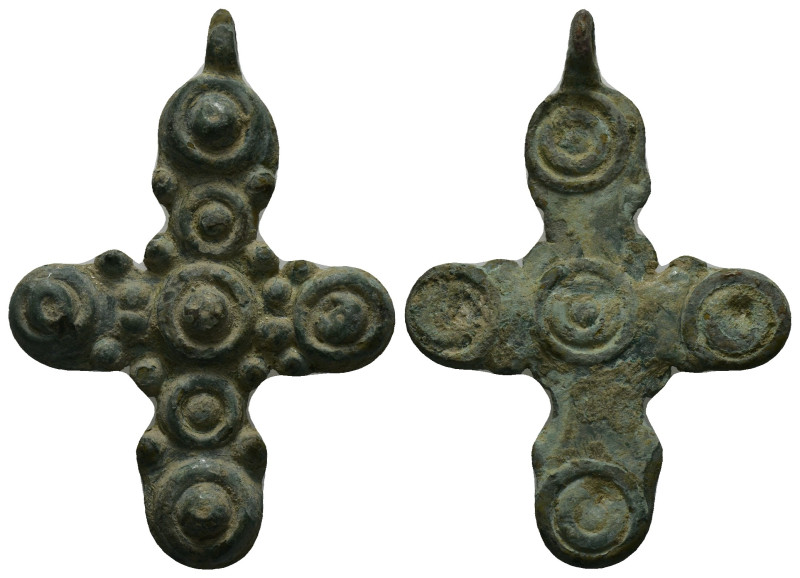 Bronze Weight 8.87 gram Diameter 43 mm BYZANTINE EMPIRE.Cross.(8th-10th century)...