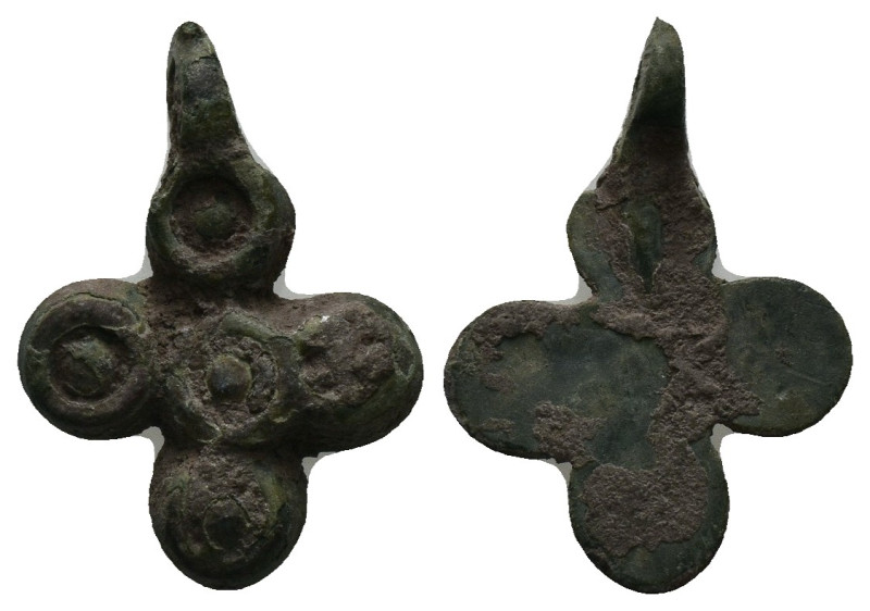Bronze Weight 2.27 gram Diameter 22 mm BYZANTINE EMPIRE.Cross.(8th-10th century)...