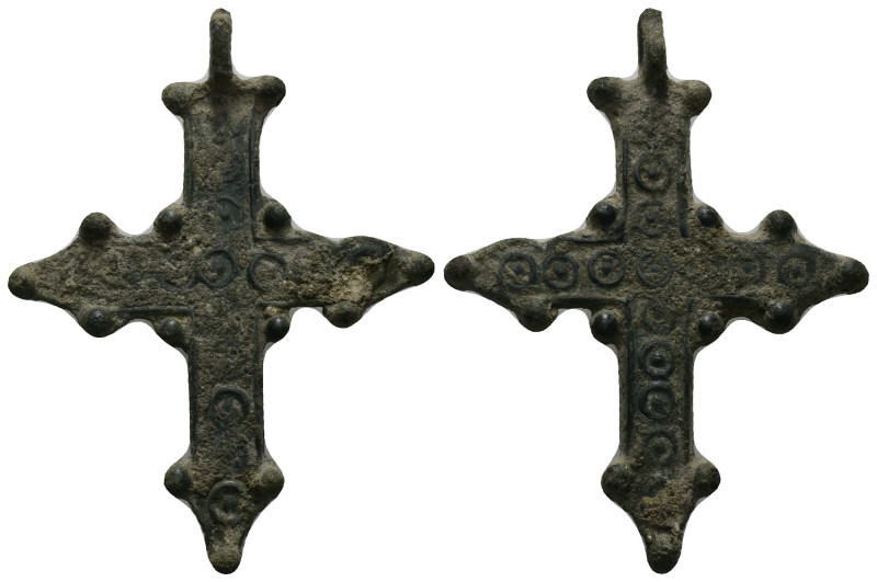 Bronze Weight 6.38 gram Diameter 47 mm BYZANTINE EMPIRE.Cross.(8th-10th century)...