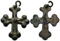 Bronze Weight 12.01 gram Diameter 43 mm BYZANTINE EMPIRE.Cross.(8th-10th century).Ae. Sold as seen.