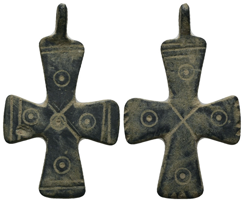 Bronze Weight 5.35 gram Diameter 40 mm BYZANTINE EMPIRE.Cross.(8th-10th century)...