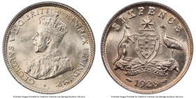 George V 6 Pence 1928-(m) MS64 PCGS, Melbourne mint, KM25. HID09801242017 © 2023 Heritage Auctions | All Rights Reserved