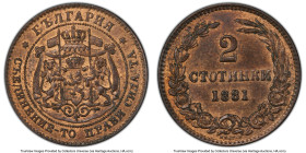 Alexander I 2 Stotinki 1881-HEATON MS63 Red and Brown PCGS, Heaton mint, KM1. HID09801242017 © 2023 Heritage Auctions | All Rights Reserved