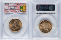 George V gold 10 Dollars 1914 MS63 PCGS, Ottawa mint, KM27, Fr-3. Canadian gold Reverse. HID09801242017 © 2023 Heritage Auctions | All Rights Reserved...