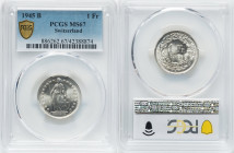 Confederation Franc 1945-B MS67 PCGS, Bern mint, KM24. HID09801242017 © 2023 Heritage Auctions | All Rights Reserved