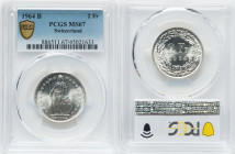 Confederation 2 Francs 1964-B MS67 PCGS, Bern mint, KM21. HID09801242017 © 2023 Heritage Auctions | All Rights Reserved