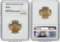 Confederation gold 20 Francs 1889-B MS64 NGC, Bern mint, KM31.3, Fr-495. HID09801242017 © 2023 Heritage Auctions | All Rights Reserved