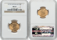 Confederation gold 20 Francs 1927-B MS63 NGC, Bern mint, KM35.1, Fr-499. HID09801242017 © 2023 Heritage Auctions | All Rights Reserved