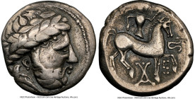 EASTERN EUROPE. Ca. 3rd-2nd centuries BC. AR tetradrachm (23mm, 12.87 gm, 7h). NGC VF 4/5 - 4/5. Imitating Philip II of Macedon and Audoleon of Paeoni...