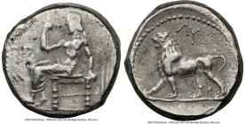 BABYLONIA. Alexandrine Empire. Uncertain satrap (ca. 328-311 BC). AR stater (22mm, 15.97 gm, 10h). NGC VF 4/5 - 3/5. Ba'al seated left, bare to waist,...