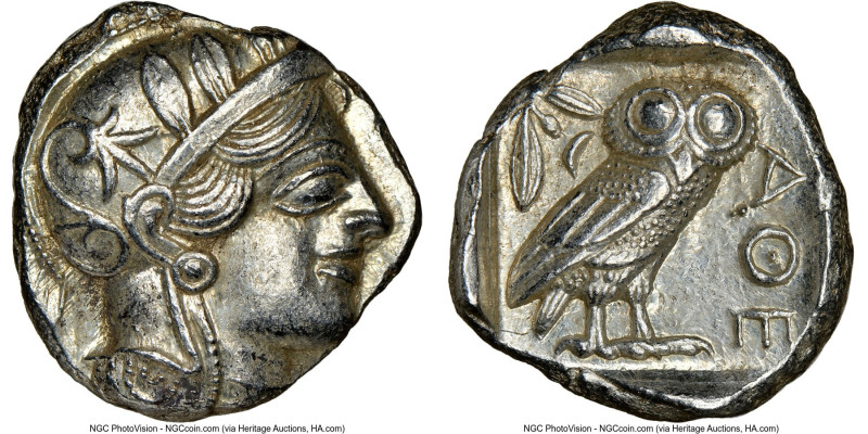 ATTICA. Athens. Ca. 440-404 BC. AR tetradrachm (24mm, 17.23 gm, 1h). NGC MS 5/5 ...