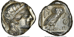 ATTICA. Athens. Ca. 440-404 BC. AR tetradrachm (24mm, 17.23 gm, 1h). NGC MS 5/5 - 4/5. Mid-mass coinage issue. Head of Athena right, wearing earring, ...