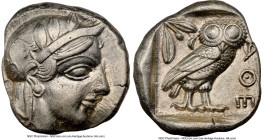 ATTICA. Athens. Ca. 440-404 BC. AR tetradrachm (24mm, 17.19 gm 1h). NGC AU 5/5 - 4/5. Mid-mass coinage issue. Head of Athena right, wearing earring, n...