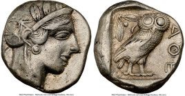 ATTICA. Athens. Ca. 440-404 BC. AR tetradrachm (23mm, 17.17 gm, 8h). NGC Choice VF 4/5 - 4/5. Mid-mass coinage issue. Head of Athena right, wearing ea...