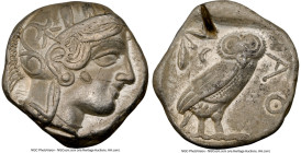 ATTICA. Athens. Ca. 440-404 BC. AR tetradrachm (24mm, 17.09 gm, 7h). NGC Choice VF 5/5 - 2/5, test cut, countermark, scratches. Mid-mass coinage issue...