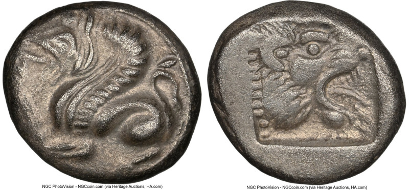 TROAS. Assus. Ca. 500-450 BC. AR drachm (13mm, 4h). NGC Choice VF. Griffin sprin...