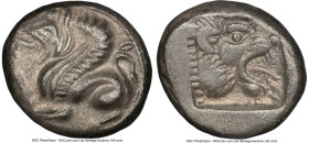 TROAS. Assus. Ca. 500-450 BC. AR drachm (13mm, 4h). NGC Choice VF. Griffin springing left / Head of lion right within incuse square. BMC 1. HID0980124...