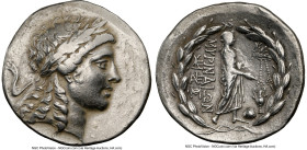 AEOLIS. Myrina. Ca. mid-2nd century BC. AR tetradrachm (30mm, 16.39 gm, 11h). NGC Choice VF 3/5 - 2/5, scuff. Laureate head of Apollo right / MYPINAIΩ...