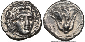 CARIAN ISLANDS. Rhodes. Ca. 305-275 BC. AR didrachm (18mm, 6.64 gm, 11h). NGC Choice XF 5/5 - 3/5, brushed. Head of Helios facing, turned slightly rig...