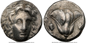 CARIAN ISLANDS. Rhodes. Ca. 305-275 BC. AR didrachm (18mm, 12h). NGC Choice VF. Head of Helios facing, turned slightly right, hair parted in center an...