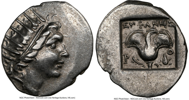 CARIAN ISLANDS. Rhodes. Ca. 88-84 BC. AR drachm (16mm, 12h). NGC XF. Plinthophor...