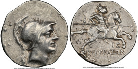 PHRYGIA. Cibyra. Ca. 2nd-1st Centuries BC. AR drachm (16mm, 1h). NGC Choice VF. Head of Cibyras in crested Attic helmet right / ΚΙΒΥΡΑΤΩΝ, Cibyras cha...
