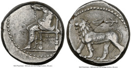 SELEUCID KINGDOM. Seleucus I Nicator, as Satrap (321-281 BC). AR stater (20mm, 15.88 gm, 2h). NGC Choice XF 2/5 - 3/5, overstruck. Babylon II, the Nat...