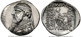 PARTHIAN KINGDOM. Mithradates II (ca. 121-91 BC). AR drachm (21mm, 12h). NGC Choice AU. Rhagae or Ecbatana, ca. 109-96/5 BC. Diademed, draped bust of ...