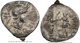 Cnaeus Pompeius Junior (46-45 BC). AR denarius (21mm, 3.87 gm, 6h). NGC Choice XF 4/5 - 3/5. Uncertain mint in Spain (Corduba), summer 46 BC-spring 45...