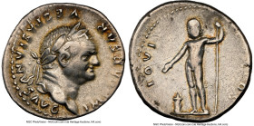Vespasian (AD 69-79). AR denarius (18mm, 3.34 gm, 6h). NGC VF 4/5 - 4/5. Rome, AD 76. IMP CAESAR-VESPASIANVS AVG, laureate head of Vespasian right / I...