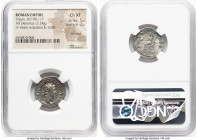 Trajan (AD 98-117). AR denarius (19mm, 3.24 gm, 6h). NGC Choice XF 5/5 - 2/5, brushed. Rome, AD 98-99. IMP CAES NERVA TRAIAN AVG GERM, laureate head o...