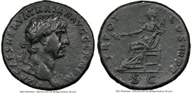 Trajan (AD 98-117). AE sestertius (33mm, 26.27 gm, 6h). NGC XF 4/5 - 3/5, light smoothing. Rome, AD 101-102. IMP CAES NERVA TRAIAN AVG GERM P M, laure...