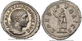 Severus Alexander, as Augustus (AD 222-235). AR denarius (20mm, 7h). NGC AU. Rome, AD 231-235. IMP ALEXANDER PIVS AVG, laureate, draped bust of Severu...