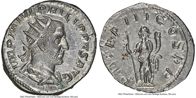 Philip I (AD 244-249). AR antoninianus (21mm, 4.30 gm, 7h). NGC MS 5/5 - 4/5. Ro...