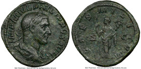 Philip I (AD 244-249). AE sestertius (32mm, 22.87 gm, 12h). NGC XF 5/5 - 2/5, smoothing. Rome, AD 244-249. IMP M IVL PHILIPPVS AVG, laureate, draped, ...